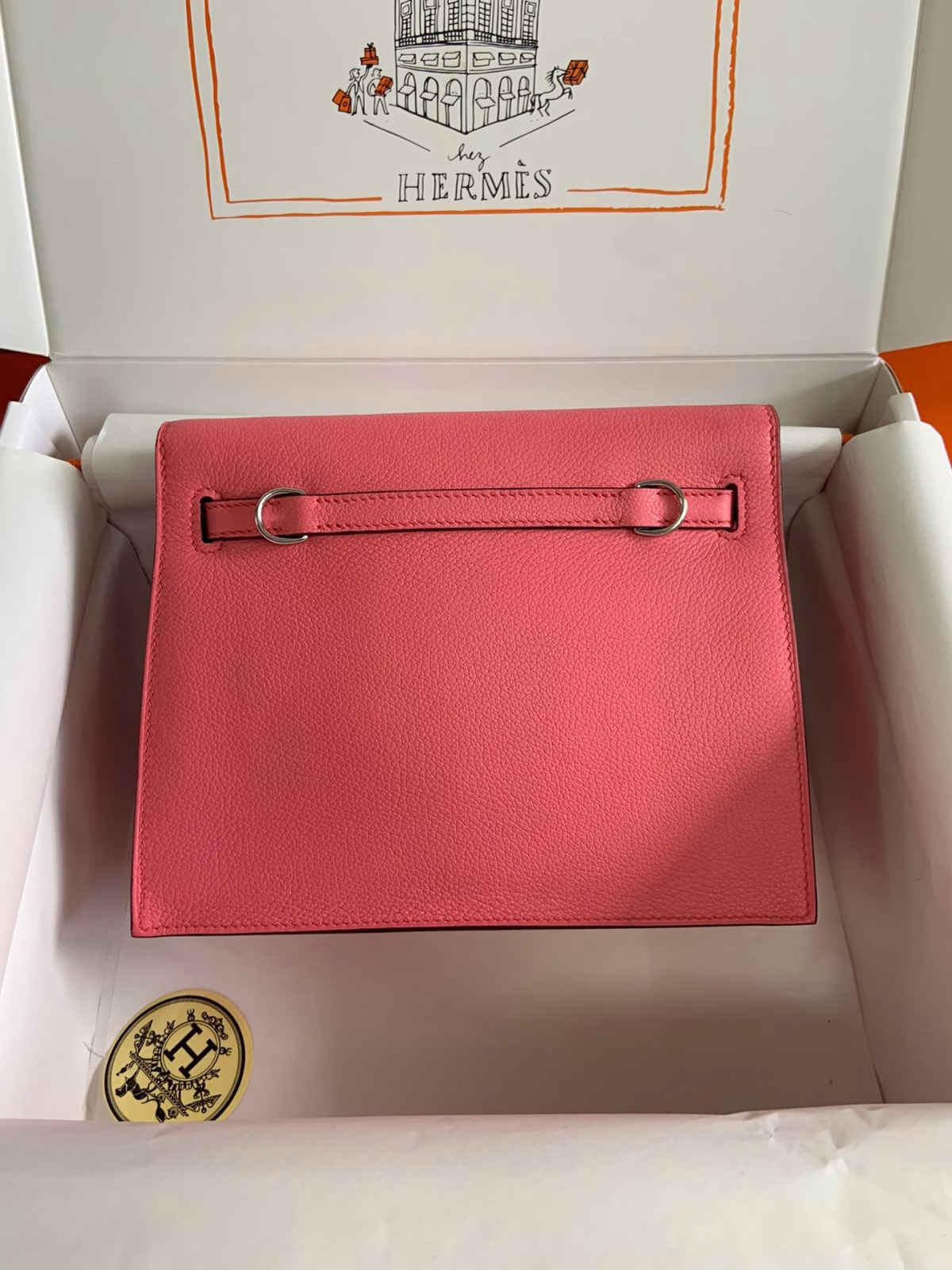 Hermes Kelly Danse II Handmade Bag In Rose Lipstick Evercolor Calfskin - Image 6