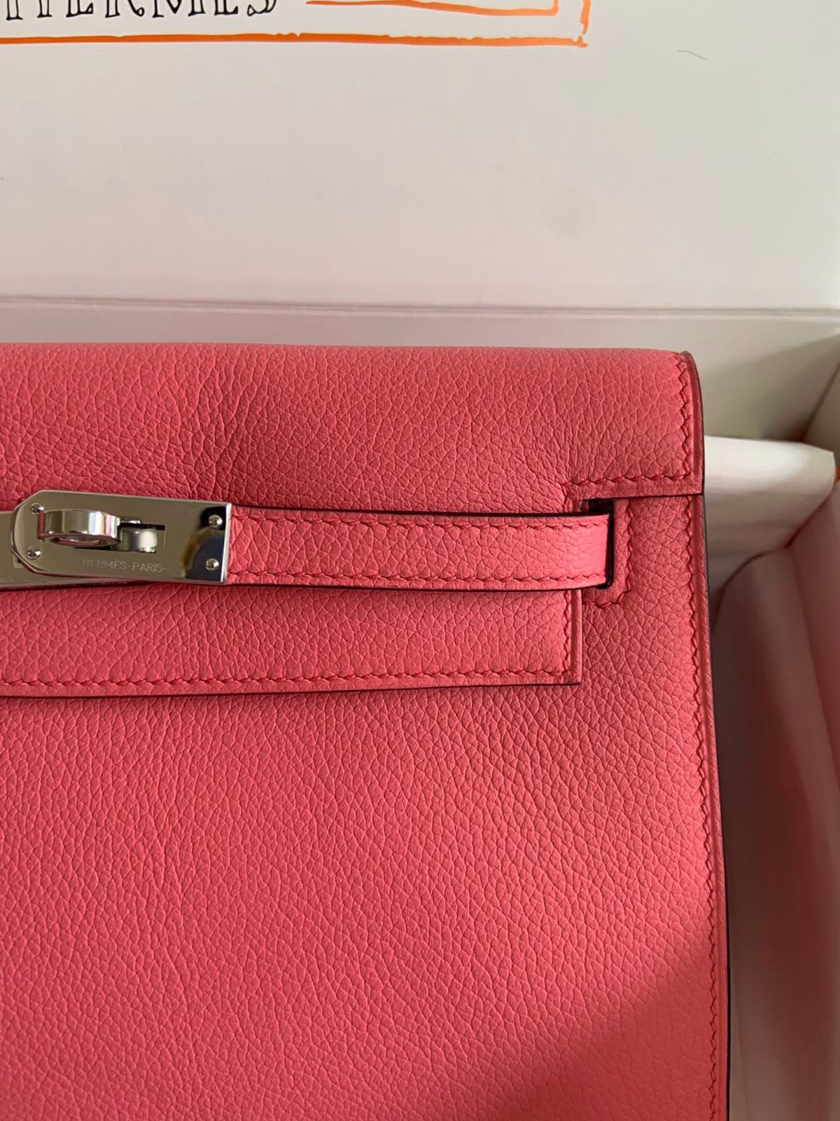 Hermes Kelly Danse II Handmade Bag In Rose Lipstick Evercolor Calfskin - Image 9
