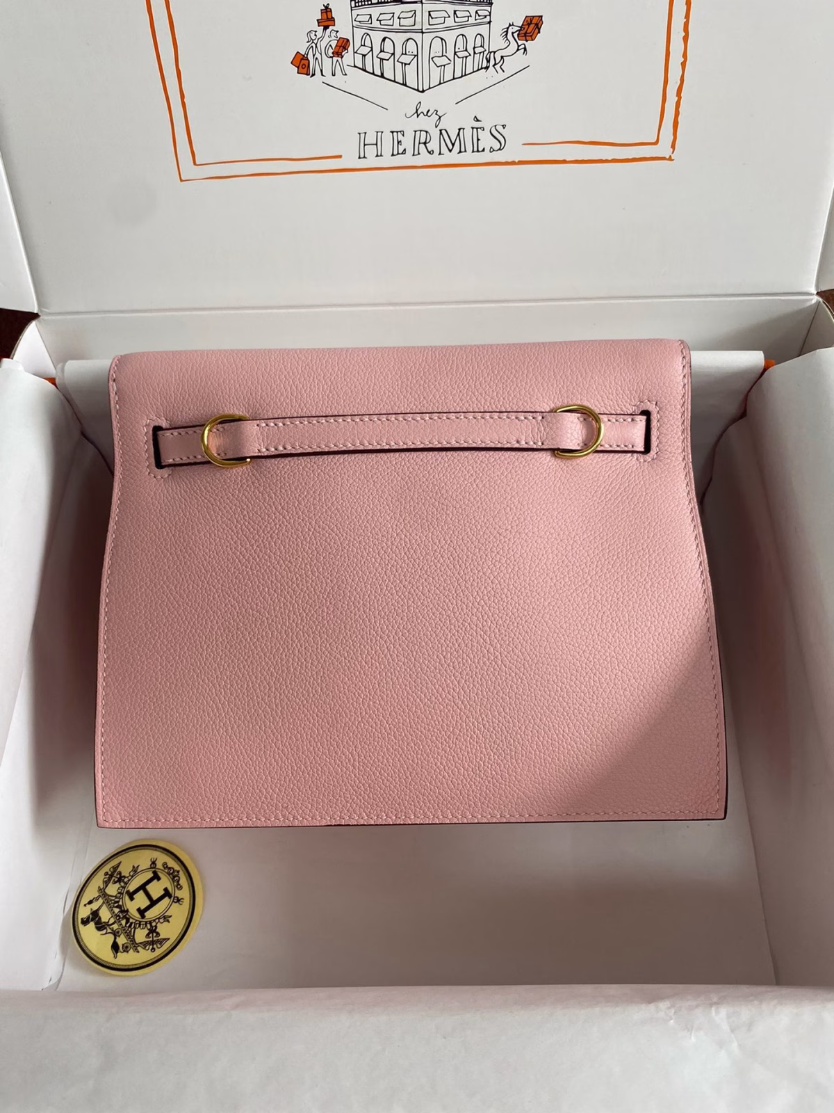 Hermes Kelly Danse II Handmade Bag In Rose Sakura Evercolor Calfskin - Image 6