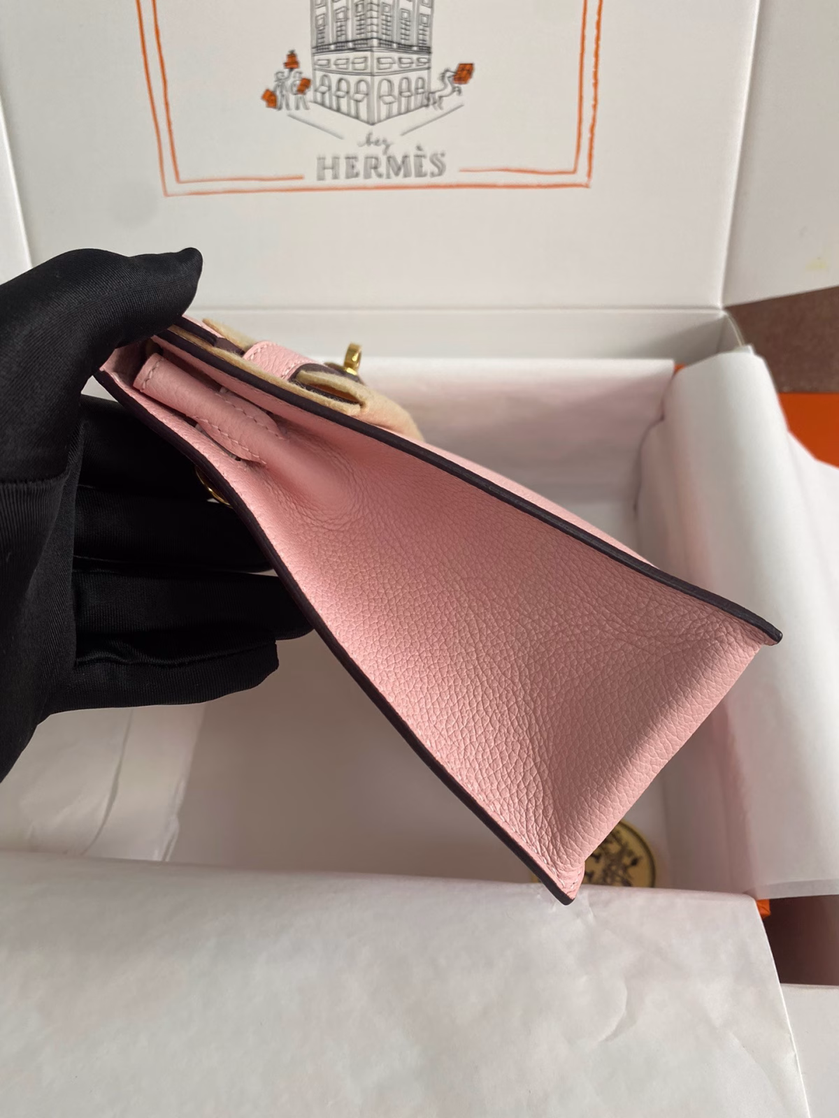 Hermes Kelly Danse II Handmade Bag In Rose Sakura Evercolor Calfskin - Image 7