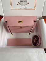 Hermes Kelly Danse II Handmade Bag In Rose Sakura Evercolor Calfskin - Image 9