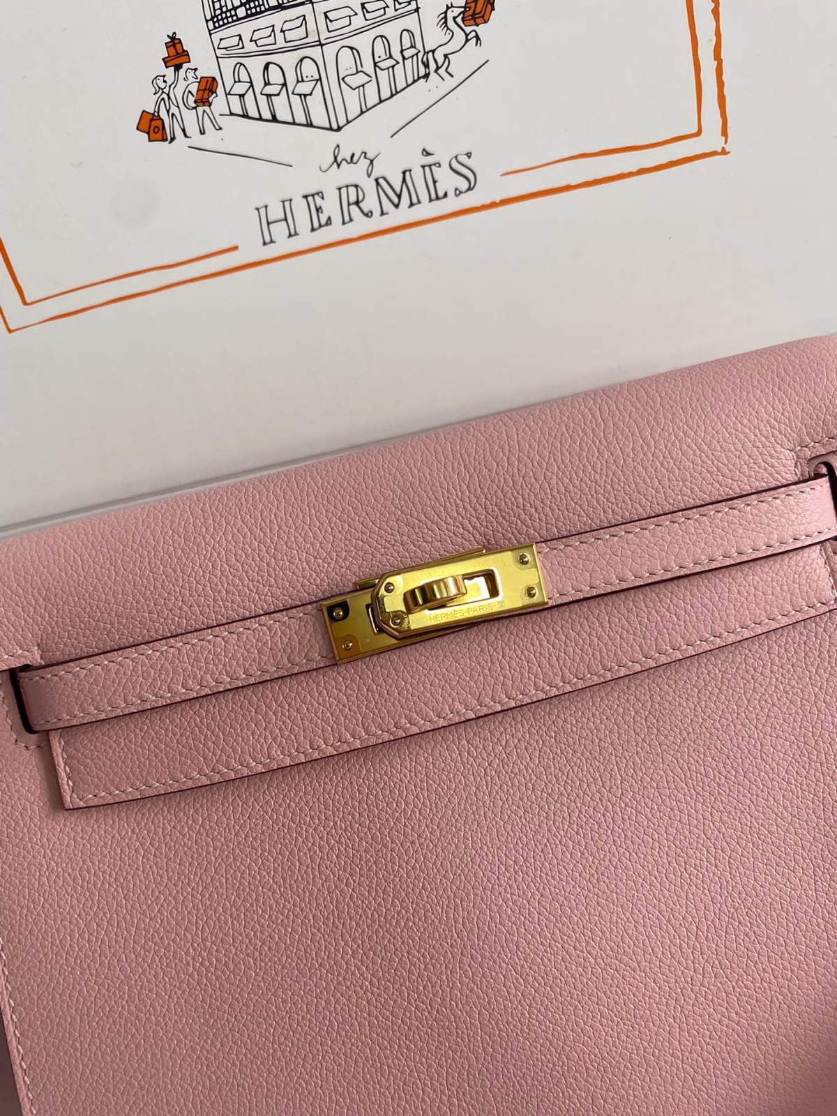 Hermes Kelly Danse II Handmade Bag In Rose Sakura Evercolor Calfskin - Image 2