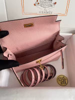 Hermes Kelly Danse II Handmade Bag In Rose Sakura Evercolor Calfskin - Image 5