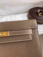 Hermes Kelly Danse II Handmade Bag In Taupe Evercolor Calfskin - Image 7