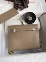 Hermes Kelly Danse II Handmade Bag In Gris Tourterelle Evercolor Calfskin - Image 6