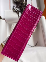 Hermes Kelly Pochette Handmade Bag In Rose Scheherazade Shiny Alligator Leather - Image 8