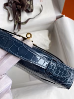 Hermes Kelly Pochette Handmade Bag In Vert Bosphore Shiny Alligator Leather - Image 2