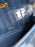 Hermes Kelly Pochette Handmade Bag In Vert Bosphore Shiny Alligator Leather - Image 5