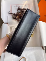 Hermes Kelly Pochette Handmade Bag In Black Box Calfskin - Image 7
