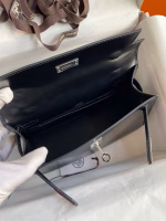 Hermes Kelly Pochette Handmade Bag In Black Box Calfskin - Image 4