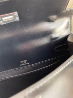 Hermes Kelly Pochette Handmade Bag In Black Box Calfskin - Image 5