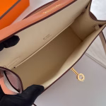 Hermes HSS Kelly Pochette Bicolor Bag in Gold and Craie Swift Calfskin - Image 8