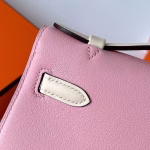 Hermes HSS Kelly Pochette Bicolor Bag in Pink and Craie Swift Calfskin - Image 5