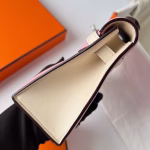 Hermes HSS Kelly Pochette Bicolor Bag in Pink and Craie Swift Calfskin - Image 6
