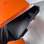 Hermes Kelly Pochette Handmade Bag In Black Chevre Mysore Leather - Image 7