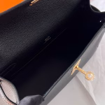 Hermes Kelly Pochette Handmade Bag In Black Chevre Mysore Leather - Image 9