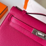 Hermes Kelly Pochette Handmade Bag In Rose Mexico Chevre Mysore Leather - Image 3
