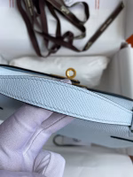 Hermes Kelly Pochette Handmade Bag In Blue Brume Epsom Calfskin - Image 2