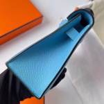 Hermes Kelly Pochette Handmade Bag In Blue du Nord Epsom Calfskin - Image 6