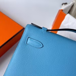 Hermes Kelly Pochette Handmade Bag In Blue du Nord Epsom Calfskin - Image 9
