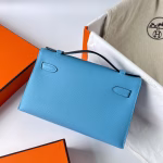 Hermes Kelly Pochette Handmade Bag In Blue du Nord Epsom Calfskin - Image 7