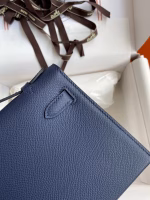 Hermes Kelly Pochette Handmade Bag In Blue Saphir Epsom Calfskin - Image 9