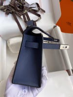 Hermes Kelly Pochette Handmade Bag In Blue Saphir Epsom Calfskin - Image 3