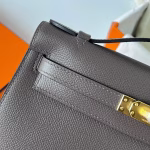 Hermes Kelly Pochette Handmade Bag In Etain Epsom Calfskin - Image 7