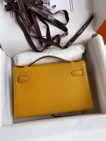 Hermes Kelly Pochette Handmade Bag In Jaune Ambre Epsom Calfskin - Image 2