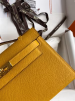 Hermes Kelly Pochette Handmade Bag In Jaune Ambre Epsom Calfskin - Image 6
