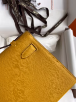 Hermes Kelly Pochette Handmade Bag In Jaune Ambre Epsom Calfskin - Image 7