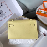 Hermes Kelly Pochette Handmade Bag In Jaune Poussin Epsom Calfskin - Image 7