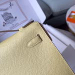 Hermes Kelly Pochette Handmade Bag In Jaune Poussin Epsom Calfskin - Image 8