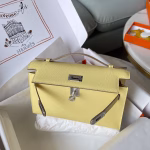 Hermes Kelly Pochette Handmade Bag In Jaune Poussin Epsom Calfskin - Image 4