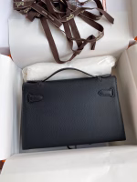 Hermes Kelly Pochette Handmade Bag In Black Epsom Calfskin - Image 6