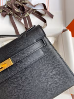 Hermes Kelly Pochette Handmade Bag In Black Epsom Calfskin - Image 8