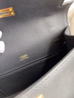 Hermes Kelly Pochette Handmade Bag In Black Epsom Calfskin - Image 5