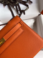 Hermes Kelly Pochette Handmade Bag In Orange Epsom Calfskin - Image 6