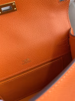 Hermes Kelly Pochette Handmade Bag In Orange Epsom Calfskin - Image 8
