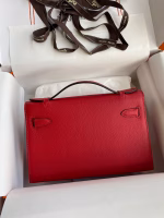 Hermes Kelly Pochette Handmade Bag In Red Epsom Calfskin - Image 2