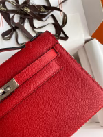 Hermes Kelly Pochette Handmade Bag In Red Epsom Calfskin - Image 7
