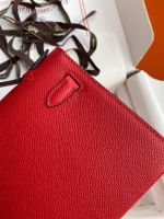 Hermes Kelly Pochette Handmade Bag In Red Epsom Calfskin - Image 8