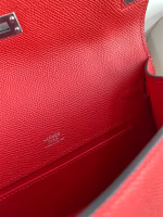 Hermes Kelly Pochette Handmade Bag In Red Epsom Calfskin - Image 9