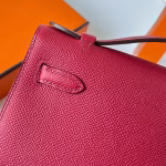 Hermes Kelly Pochette Handmade Bag In Rouge Grenat Epsom Calfskin - Image 9