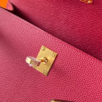Hermes Kelly Pochette Handmade Bag In Rouge Grenat Epsom Calfskin - Image 2
