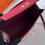 Hermes Kelly Pochette Handmade Bag In Rouge Grenat Epsom Calfskin - Image 7