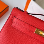 Hermes Kelly Pochette Handmade Bag In Rouge Piment Epsom Calfskin - Image 7