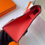 Hermes Kelly Pochette Handmade Bag In Rouge Piment Epsom Calfskin - Image 3