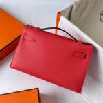 Hermes Kelly Pochette Handmade Bag In Rouge Piment Epsom Calfskin - Image 4
