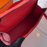 Hermes Kelly Pochette Handmade Bag In Rouge Piment Epsom Calfskin - Image 8